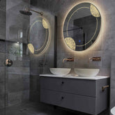 Specchio LED Rotondo | Pulsante touch | Luce bianca calda - Reyze Serie Good Vibes Modello 7